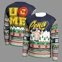 Men's Navy John Cena Ugly Sweater Classic Fashion Color Rich Breathable and Moisture Absorbing Suitable for Christmas Parties