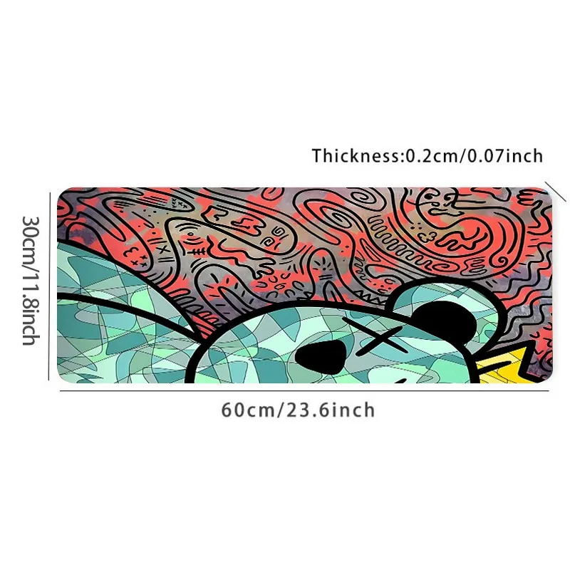 1pc Cartoon Bear Graffiti Mouse Pad Multi-Size Non-Slip Stitched Edge Computer Keyboard Desk Mat For Office And Gift