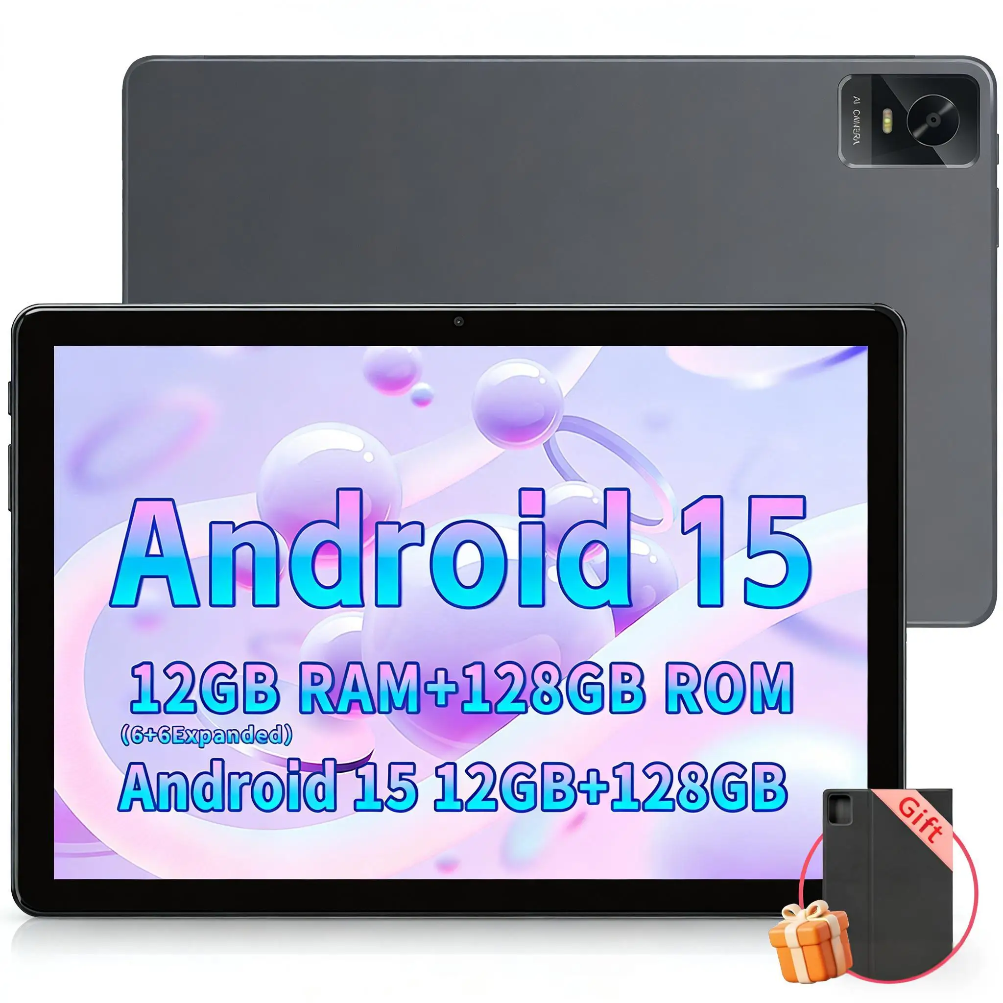 Paitanry Y40 Android 15 Tablet 10.1 Inch IPS HD Touch Screen 12GB RAM 128GB ROM Octa Core 6000mAh WiFi 6 GMS Google Play Tablet