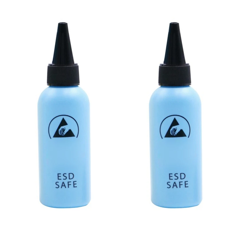 ABRU-2Pcs 60ML ESD Dispenser Plastic Solvent Bottle High Quality Leak Proof Needle Bottle For Glue Removal ,Blue