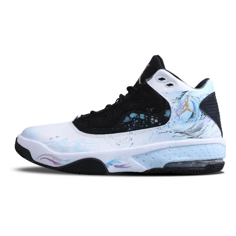 【Customize】Jordan Max Aura 2 Vintage Basketball Shoes Men Mid-top White/blue Sneakers shoes CK6636-107