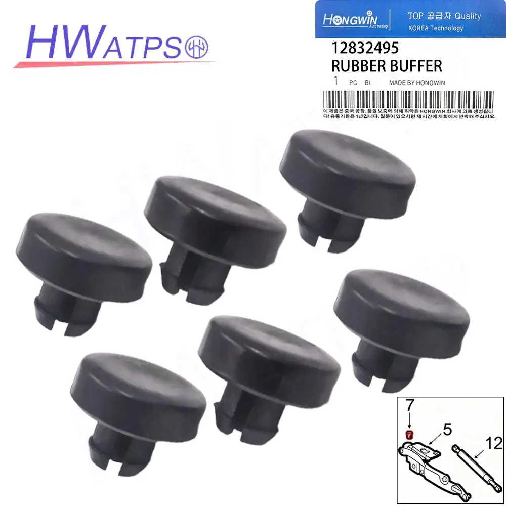 6pcs Black Plastic Trunk Boot Lid Hinge Stop Clip 12832495 Shockproof Buckle For SAAB 9-3 Convertible Cabriolet 2004-Onwards