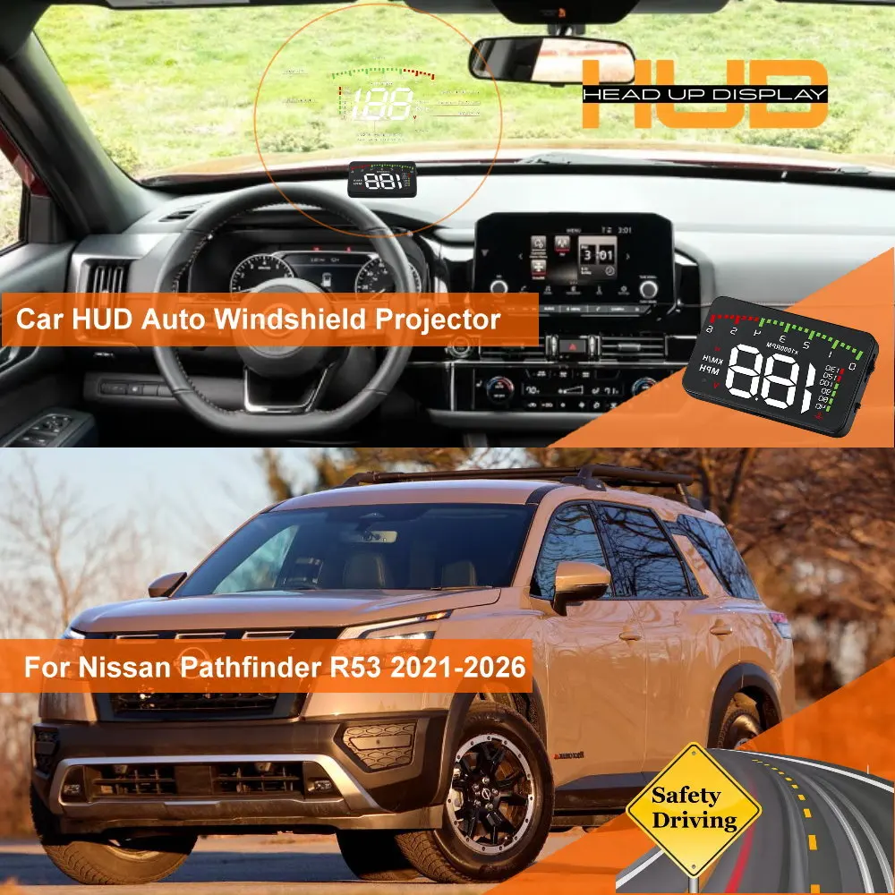 

Car HUD Head Up Display For Nissan Pathfinder R51 2005-2012 R52 2013-2020 R53 2021-2026 Auto Windshield Projector Accessories