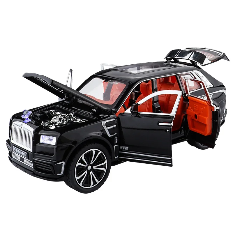 

1/32 Cullinan Car Model Toy Rubber Tires with Light Music Car Model Wheel Steering Vehicle for Boys Festival Gifts