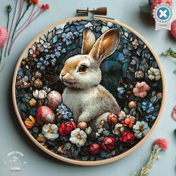 

Набор для вышивки крестом, наборы для вышивания, рукоделие, 11CT, 14CT, 25CT, набор для украшения дома, набор для вышивки крестом, цветы спереди кролика