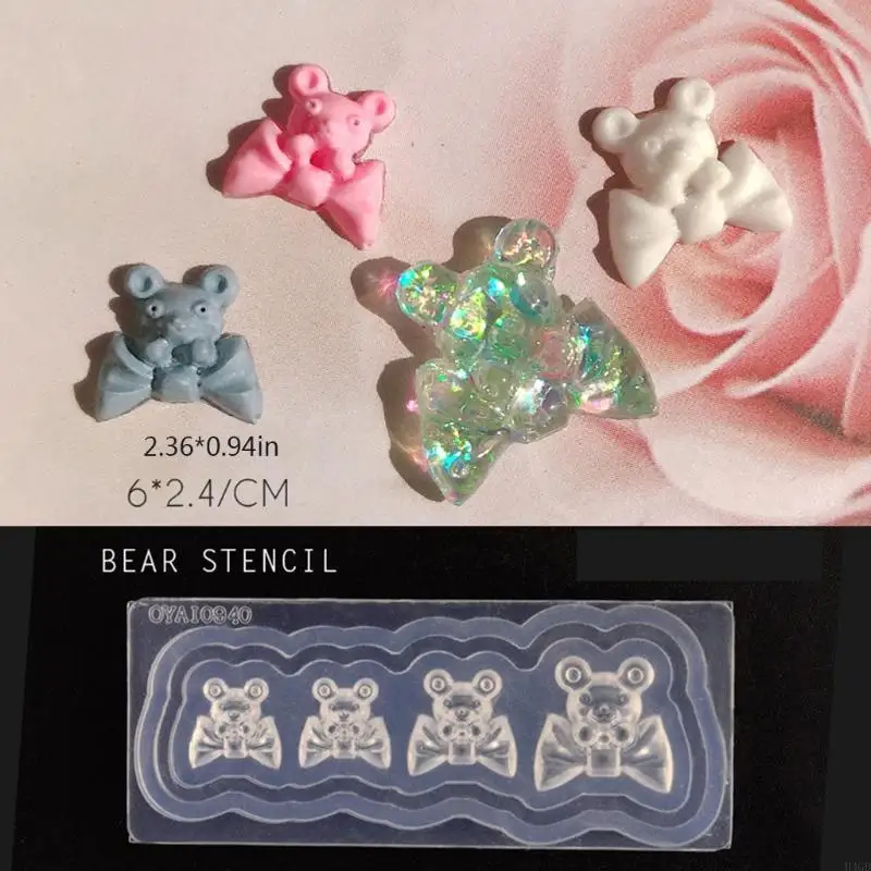 H4GD 3D Bear Mould Sculpture Plate Plate Mails Stencils Silicone Mail Carving Mould #6