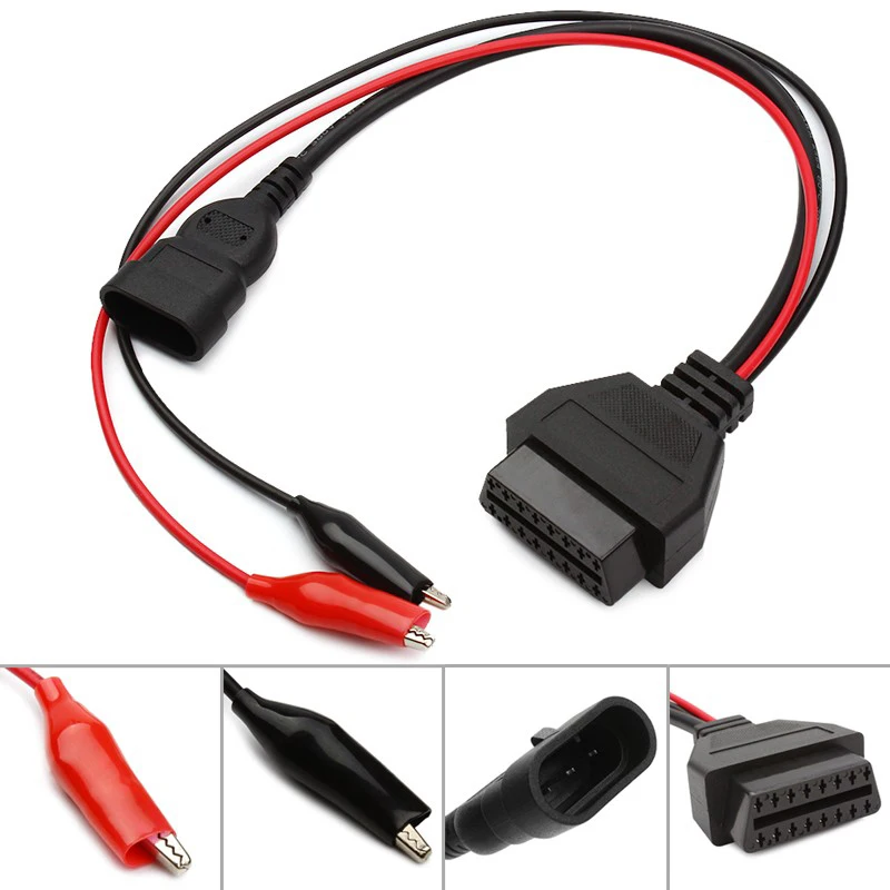 Adaptador de conector para coche, Cable de diagnóstico para Fiat, 3 pines, Alfa Lancia, 16 Pines, OBDII, OBD2, obd-ii