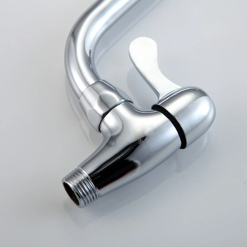 Kitchen Faucet Wall Mounted Single Handle Sink Tap Rotation Cold Water Mop Pool Tap Basin Faucet Brass