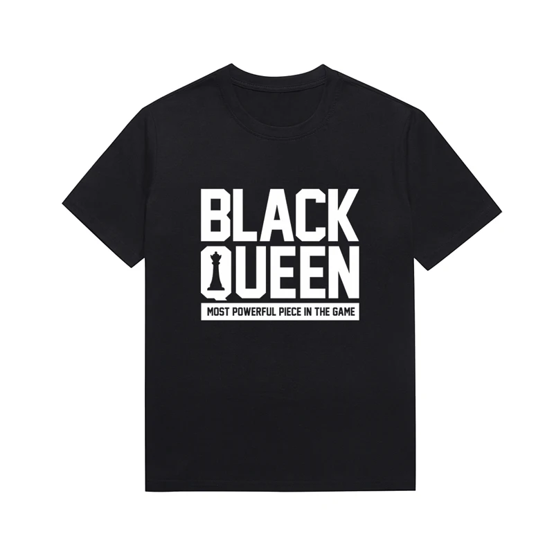 Black Queen Melanin Slogan Tee Women Aesthetic Clothing Tees Chess Graphic Top Short Sleeve Custom T Shirt