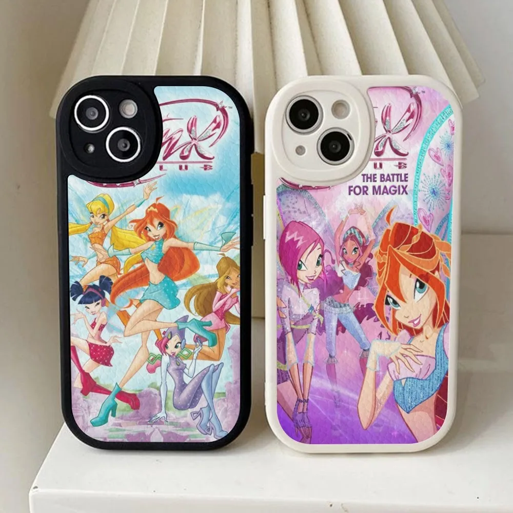 Girl W-Winx-Clubes Phone Case Hard Leather For iPhone 16 15 14 13 12 Mini 11 14 Pro Max Xs X Xr 7 8 Plus Fundas