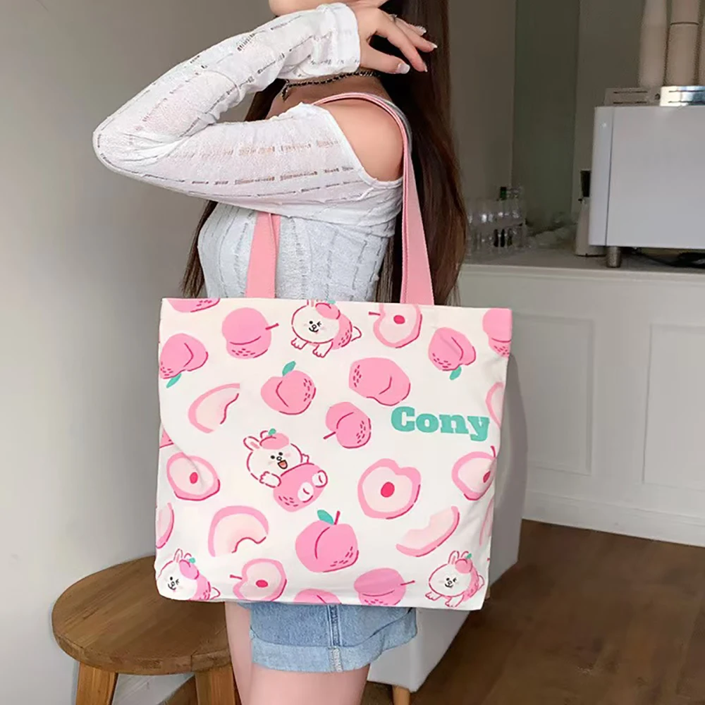 

Canvas bag, cute little bear, student tutoring bag, large capacity tote bag for commuting outside