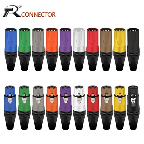 20 piezas/10 juegos coloridos XLR hembra de 3 pines + enchufe macho 3 polos conector de micrófono Cannon MIC Cables de Audio conectores de cables
