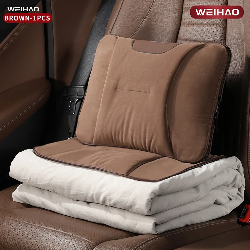 WEIHAO Car Lumbar Support Pillow Quilt Multi Functional Pillow Four Season Car Quilt Plush Pillow Quilt Blanket Automotive Parts