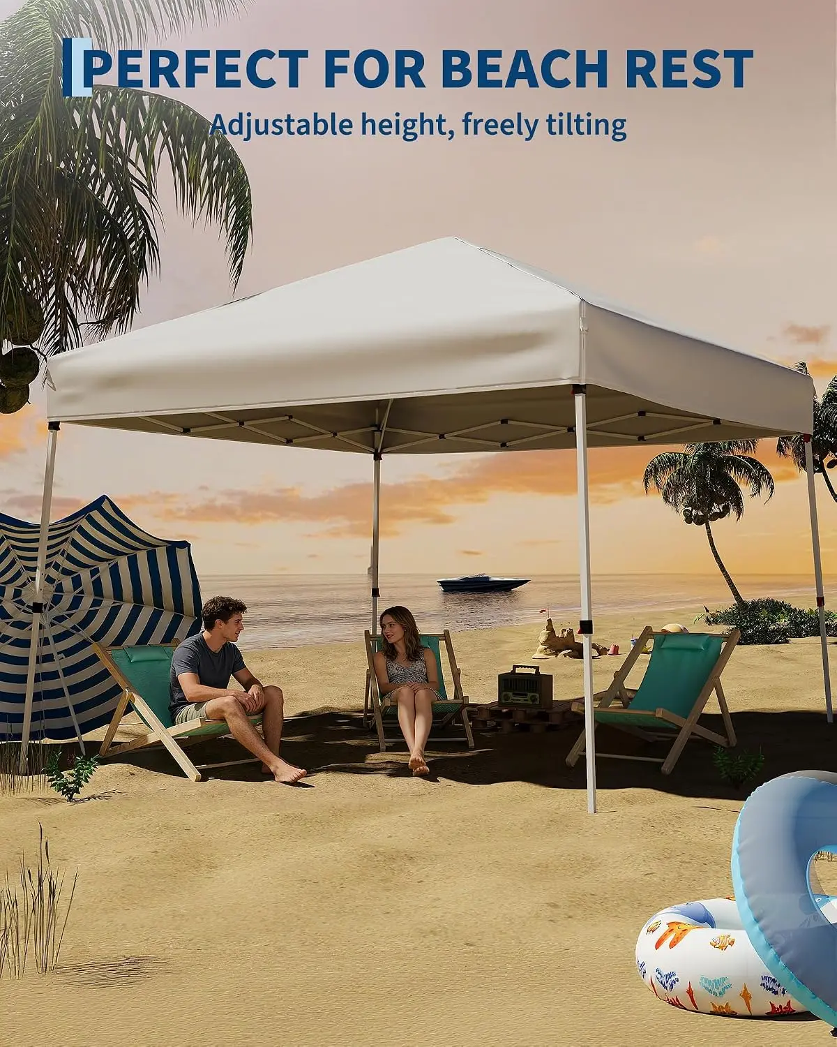 Tonnelle escamotable Garvee, montage facile, gazebo 10x10 pieds à pieds inclinés, abri d'extérieur pour patio, portable avec sac de transport, housse de protection incluse