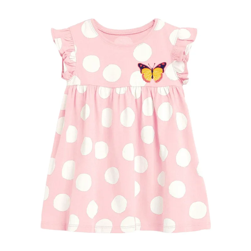 Little maven Baby Girls Summer Casual Clothes Lovely Little Genius Pretty Dress Kids Soft and Comfort Wear