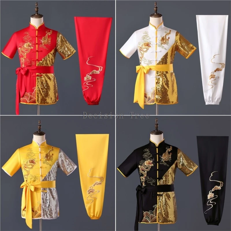2026 kids' chinese short sleeved wushu set children's summer breathable performance kung fu set wushu uniform clothing set