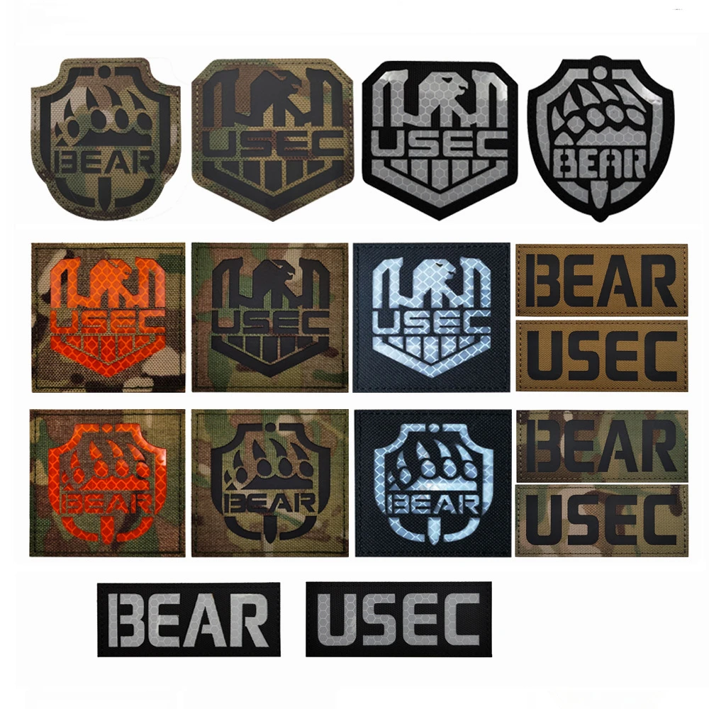 Escape From Tarkov IR Reflective Patch BEAR USEC Team Nylon PVC Luminous Tactical Badge Night Recognition for Clothing Decor