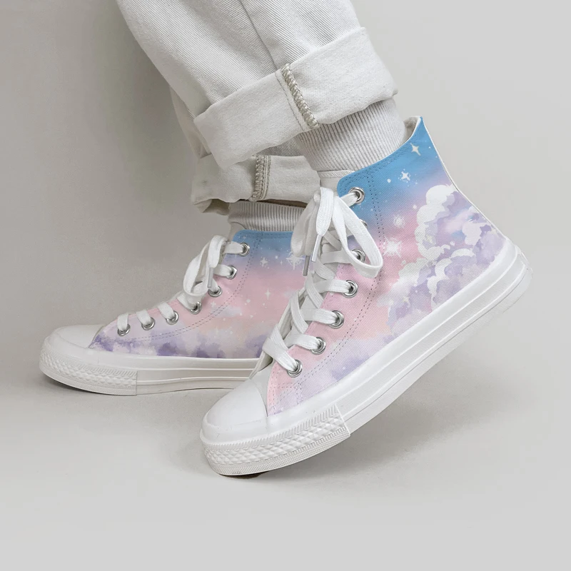 Amy and Michael Trendy Designers Sneakers for Women Lovely Girls Students Starry Sky Hand Painted Canvas Shoes Tennis Female