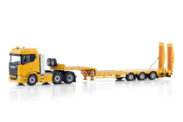 WSI 1:50 Scale SCA-NIA R CR20N 6X2 Tag Axle Tractor,Euro Low Board Trailer Transport Truck Vehicle Diecast Toy Model,04-2208