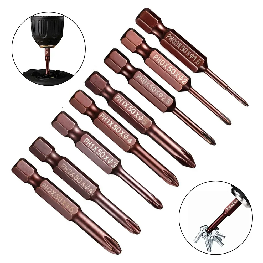 1pc 1.6/2.0/2.5/3.0/4.0/5.0mm Magnetic Screwdriver Bit 1/4inch Hex Shank PH00 PH0 PH1 PH2 For Electric Drill