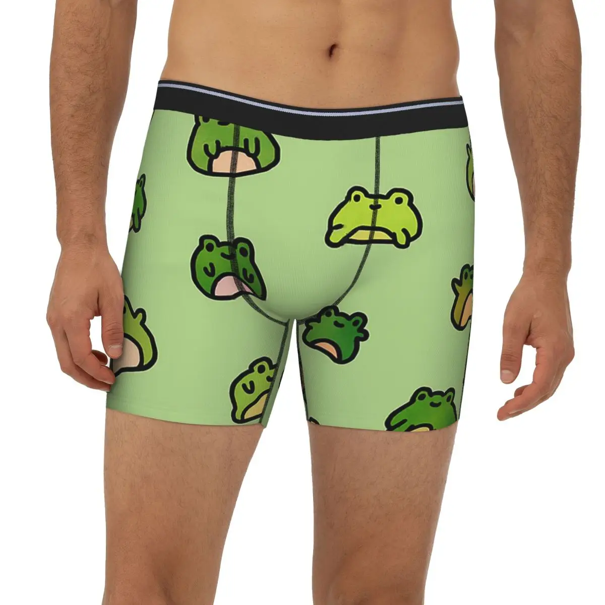 

Длинные трусы-боксеры с лягушками и рисунком, короткие мужские трусы, дышащее нижнее белье для мужчин, подарок бойфренду