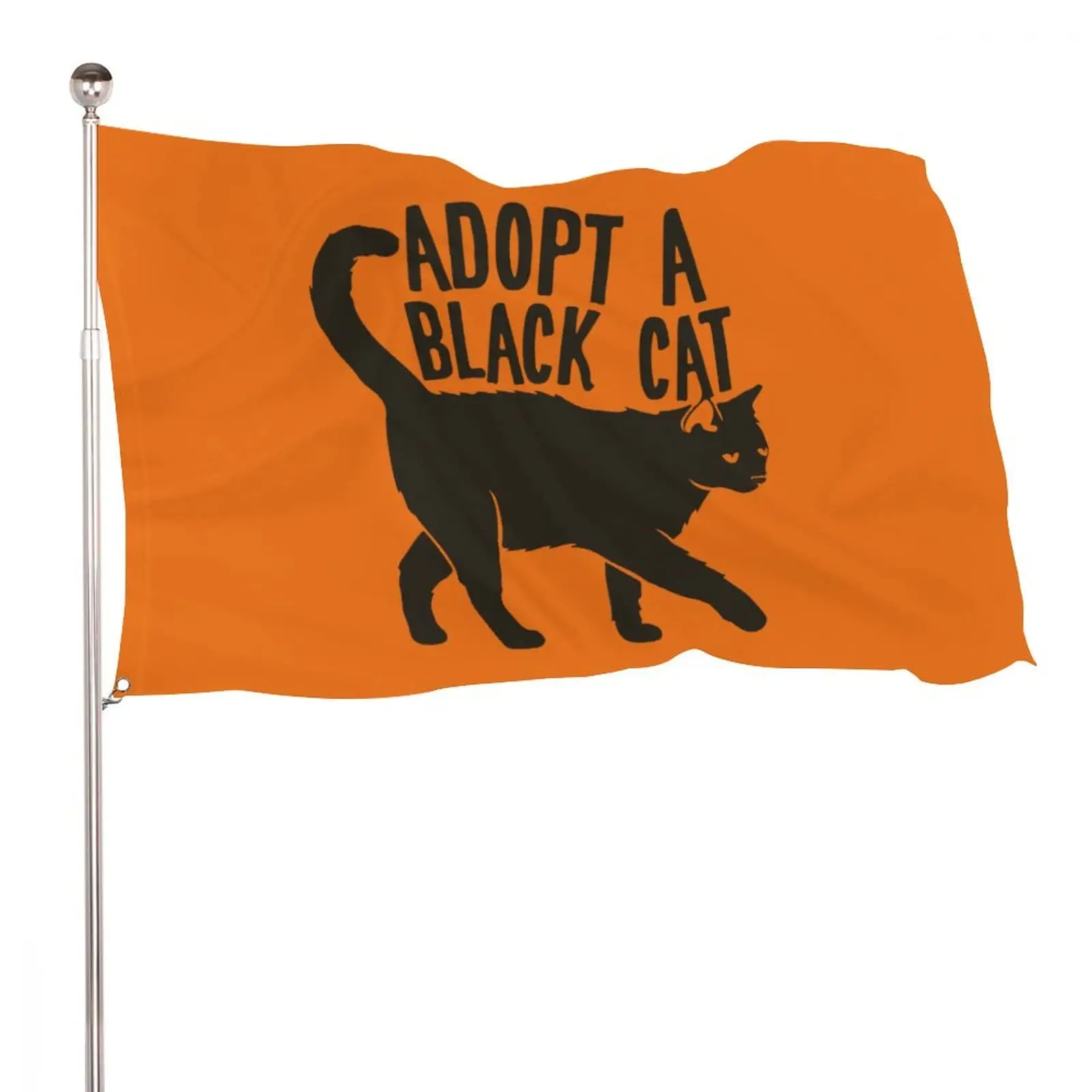 Cat Welcome Flag Black Cat Yellow Eyes Yard Club Party Indoor Outdoor Decoration Polyester with Brass Buttonhole for Women Gifts