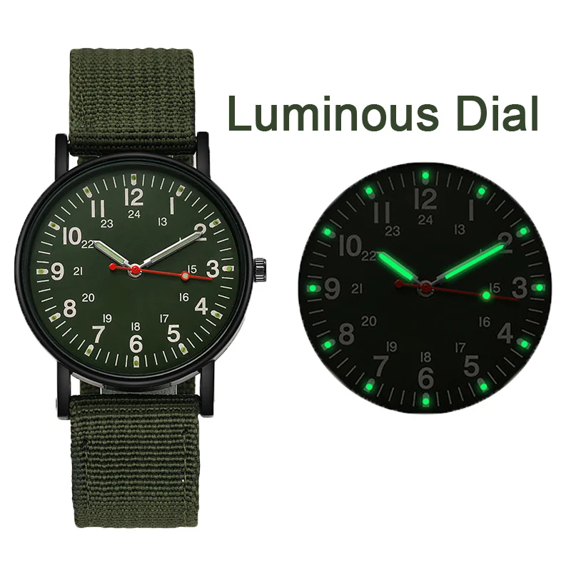 Multifunction Military Men's Green Quartz Watch Casual Fabric Strap Men Watches   Fashion Sports Students Wrist Watch for Man