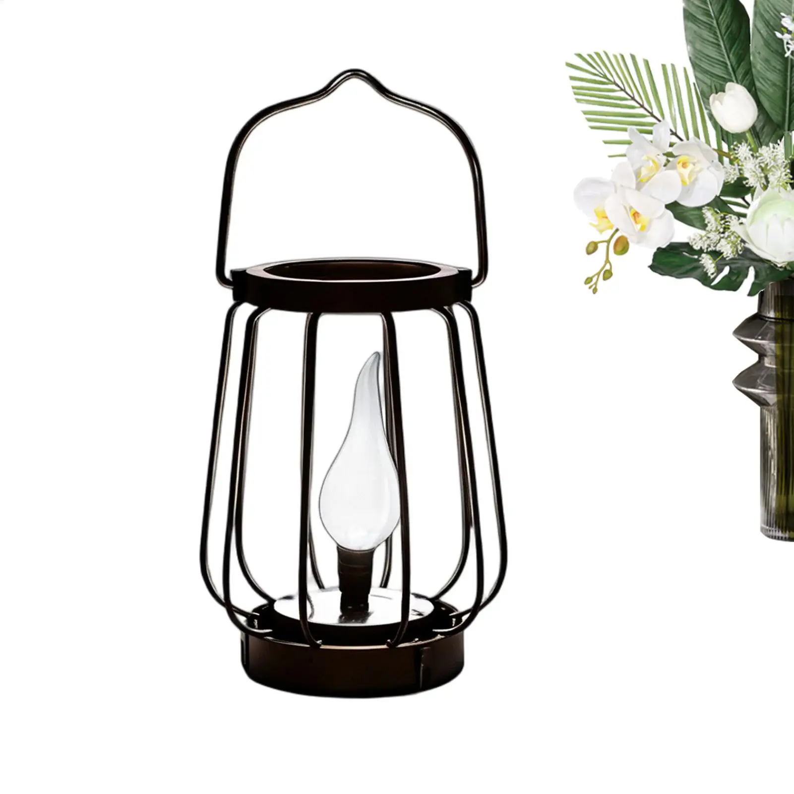 Solar Garden Lantern Solar Power Flickering Light Waterproof Vintage Hangable With Handle For Yard Backyard Porch Balcony Lawn