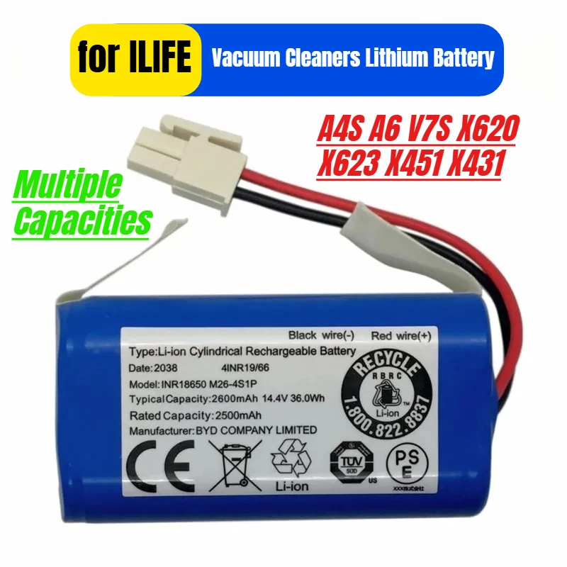 

6800mAh for ILIFE A4S A6 Floor Sweepers V7S X620 X623 X451 X431 Vacuum Cleaners Lithium Battery