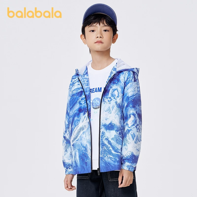 

Balabala Toddler 2023 Boy Coat Spring Autumn Thin Mesh Hooded Long-sleeved Casual Comfortable Tops