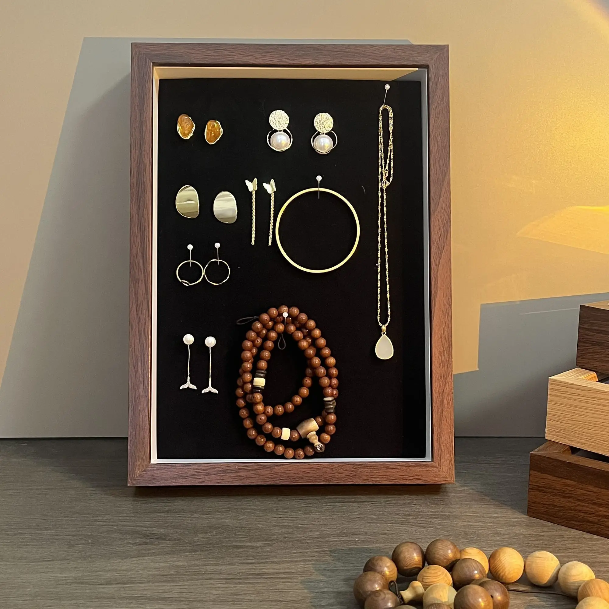 Jewelry Organizer - Sliding Door Dust-Proof Storage Rack for Necklaces, Earrings & Bracelets, Vanity Anti-Tarnish Holder 2025 Tr