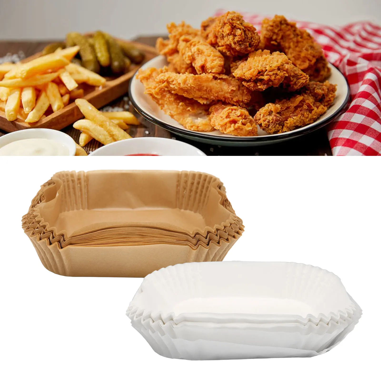 100Pcs Fryer Disposable Non Stick Paper Liner Oil Proof Waterproof  Fryer Oil Paper For Microwave Frying Pan Fryer Liners