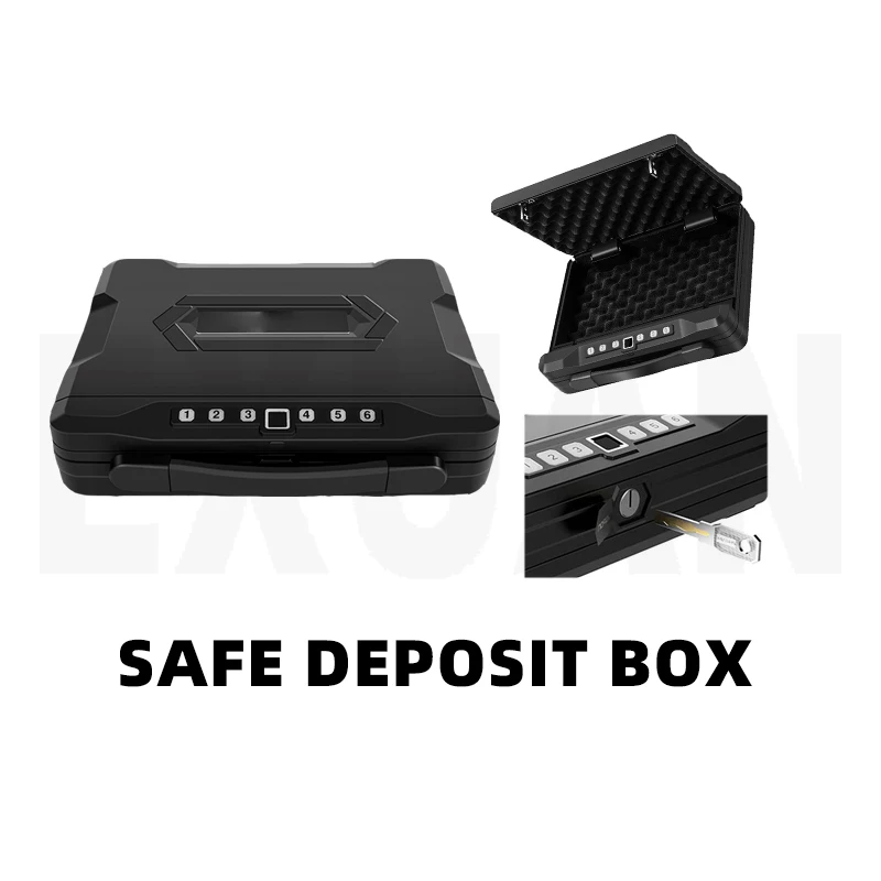 EXUA Portable Gun Safe Biometric Gun Safe Boxes Personal Gun Safe with Finger Print Password Key Unlock  Safe for Guns Valuables