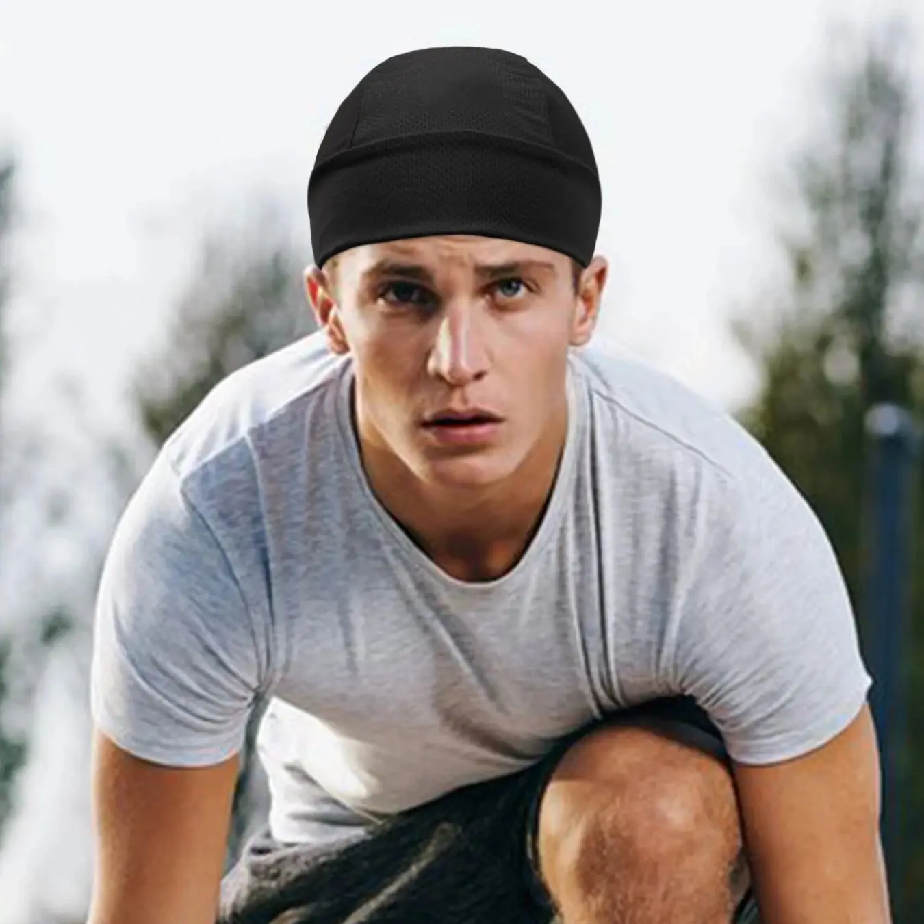 3 قطع قبعات جمجمة رياضية فائقة التهوية مع تقنية قماش متقدمة بفتحات تهوية، مجموعة 3 قطع لركوب الدراجات والأداء الخارجي