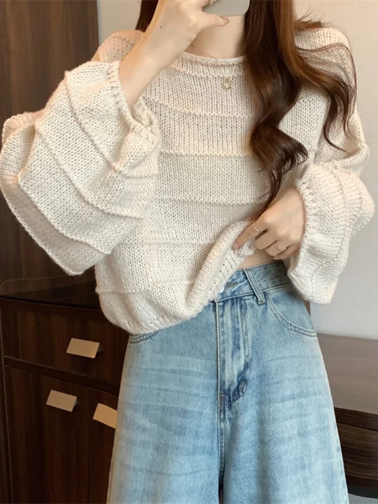 الوردي فانوس Sve محبوك قاعدة irt النساء أوائل الخريف جديد ort سترة فضفاضة الخريف الشتاء قمة الحلو Sle فضفاضة تناسب