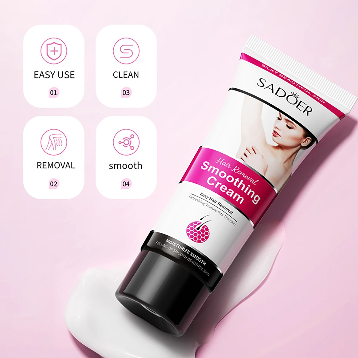 Hair Removal Cream Hair Removal Smoothing Cream, Easy Hair Removal Refreshing Texture Fits the Skin, for Body, 50g