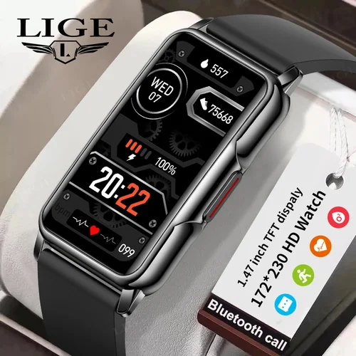 Imagen 1 del producto Reloj inteligente con conexión Bluetooth para hombre y mujer, pulsera deportiva de música, Monitor de sueño, resistente al agua, con caja
