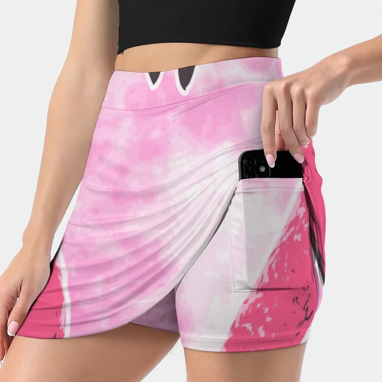 Flamingo Heart Shaped Art Moon Women Sports Skirt Tennis Golf Dance Fitness Running Yoga Skirts Flamingo Art Boholoc0 Bird Art