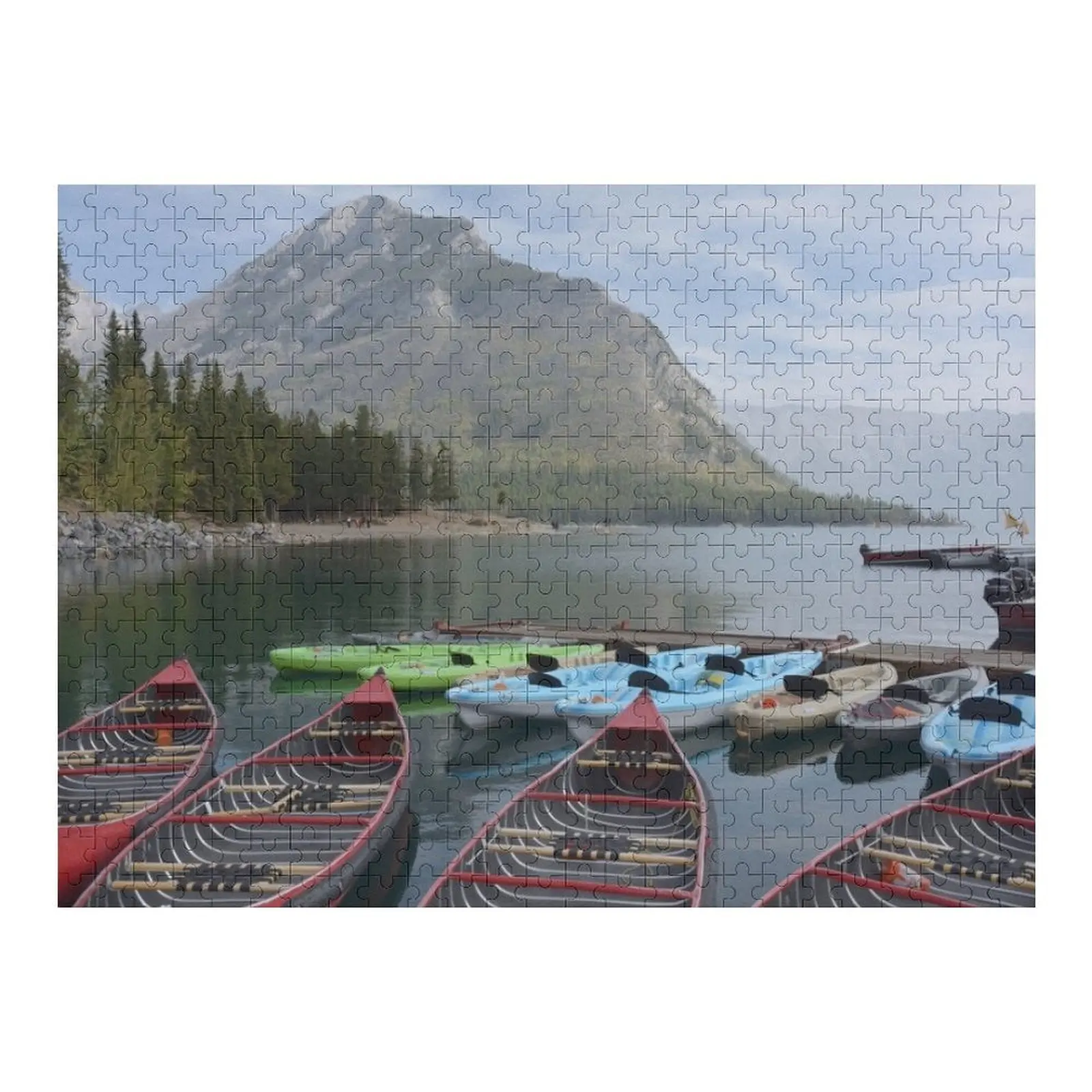 

Lake Minnewanka rental canoes Jigsaw Puzzle Wooden Decor Paintings Photo Customizable Child Gift Puzzle