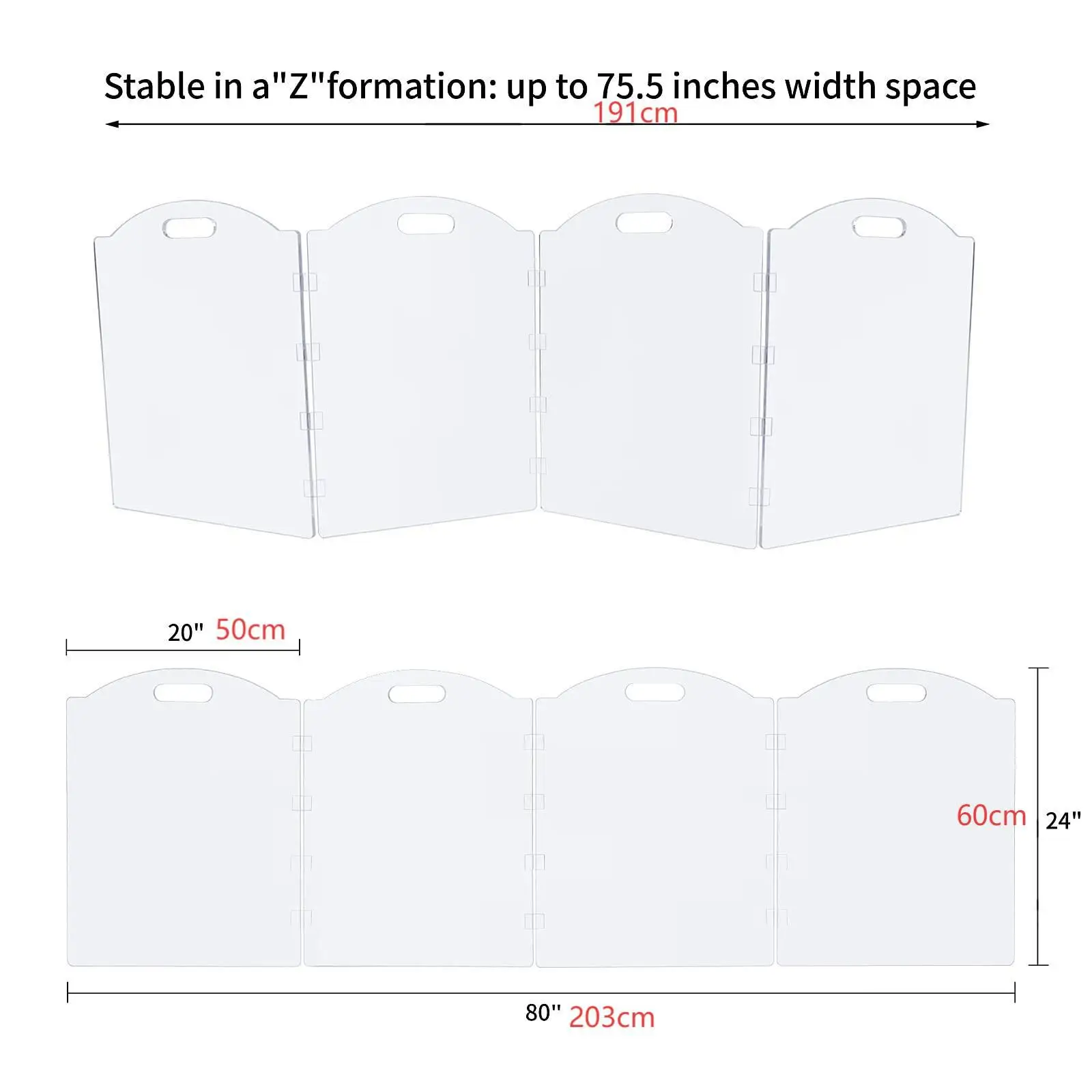 Acrylic Plastic High Transmittance Pet Fence Doorway Indoor Stair Corridor Folding Four-Panel Door with Button Dog Fence Baffle