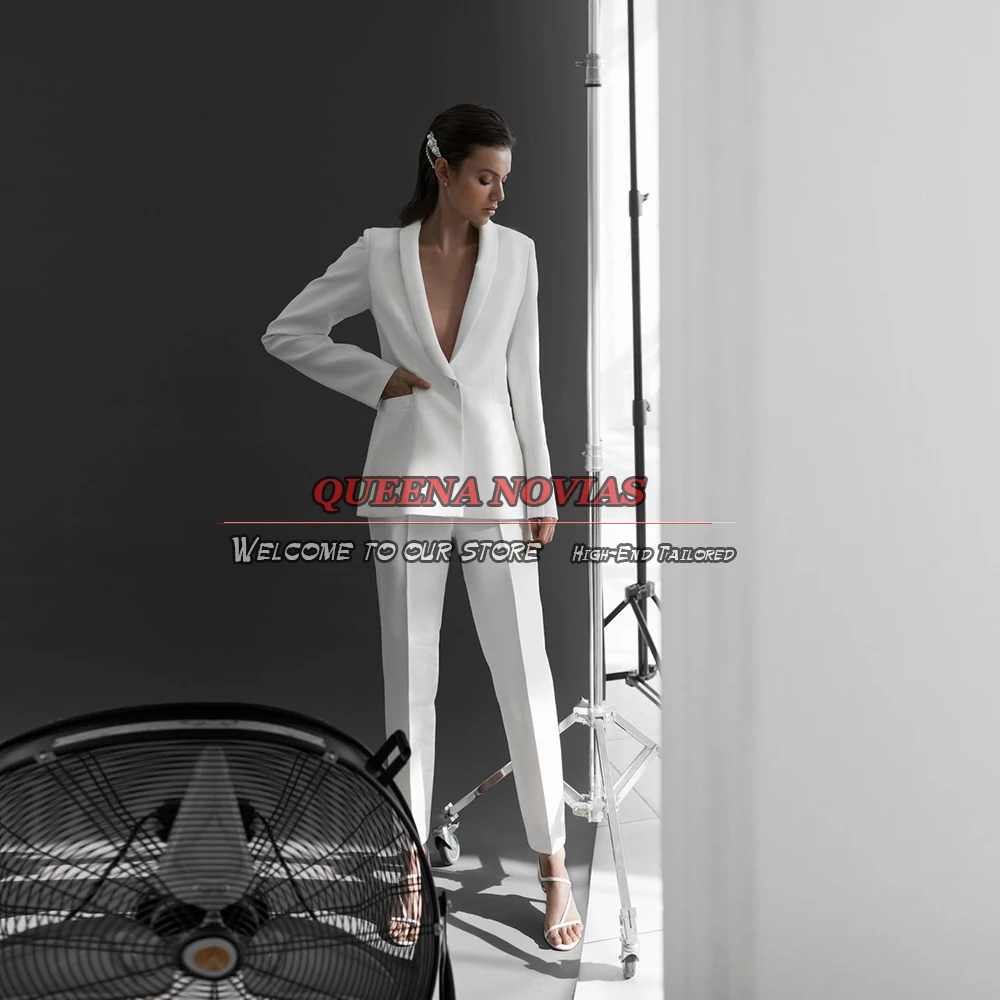 Smart Casual Suits Women Ivory Single Breasted Blazer Evening Dinner Party Mother Of Bride Dresses Tailored Made 2 Piece Clothes