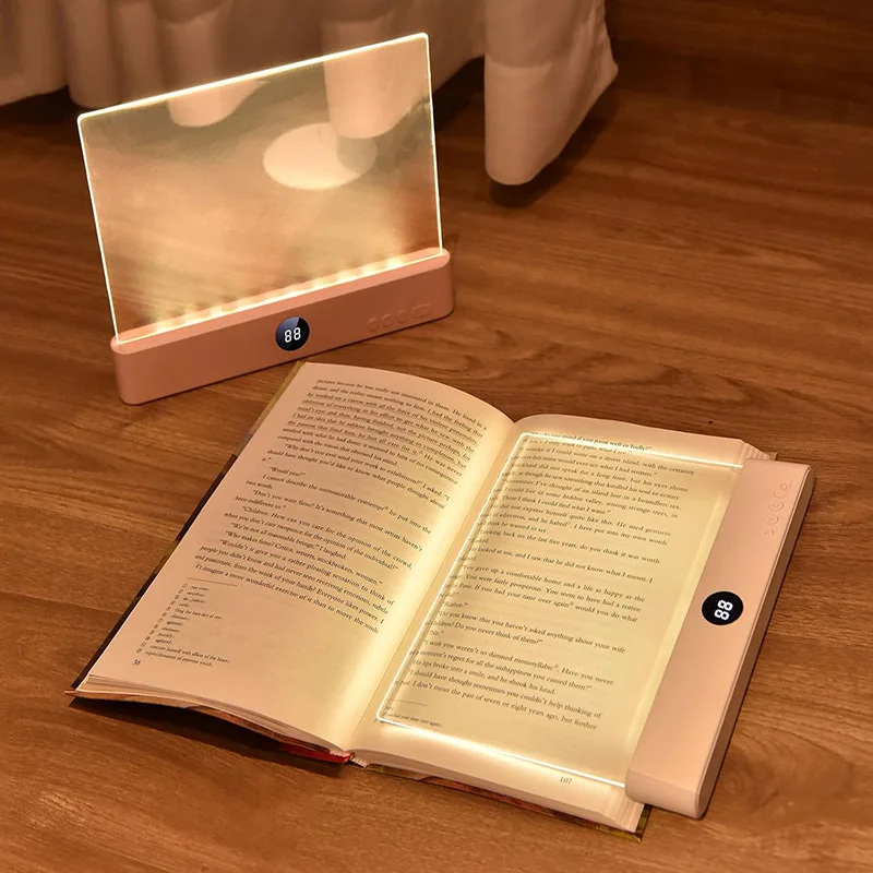 

LED Flat Panel Book Light with Timer Night Vision Reading Lamp Dimmable Eye Protect Student Book Light Rechargeable Indoor