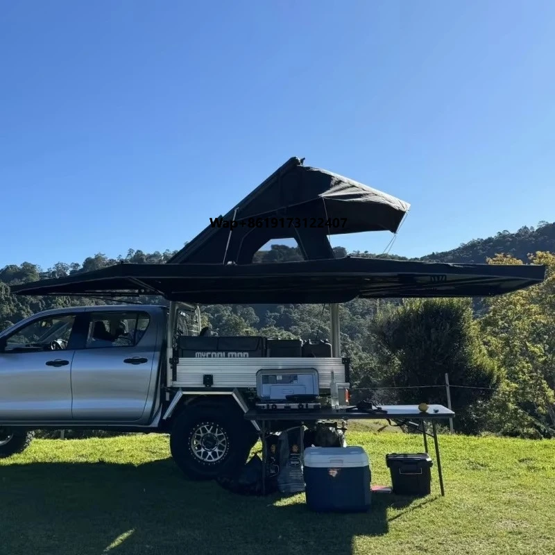 

DrunkenXp Upgraded Double Slots Solar Panel Aluminum Corners Hard Shell Triangle Car Roof Top Tent