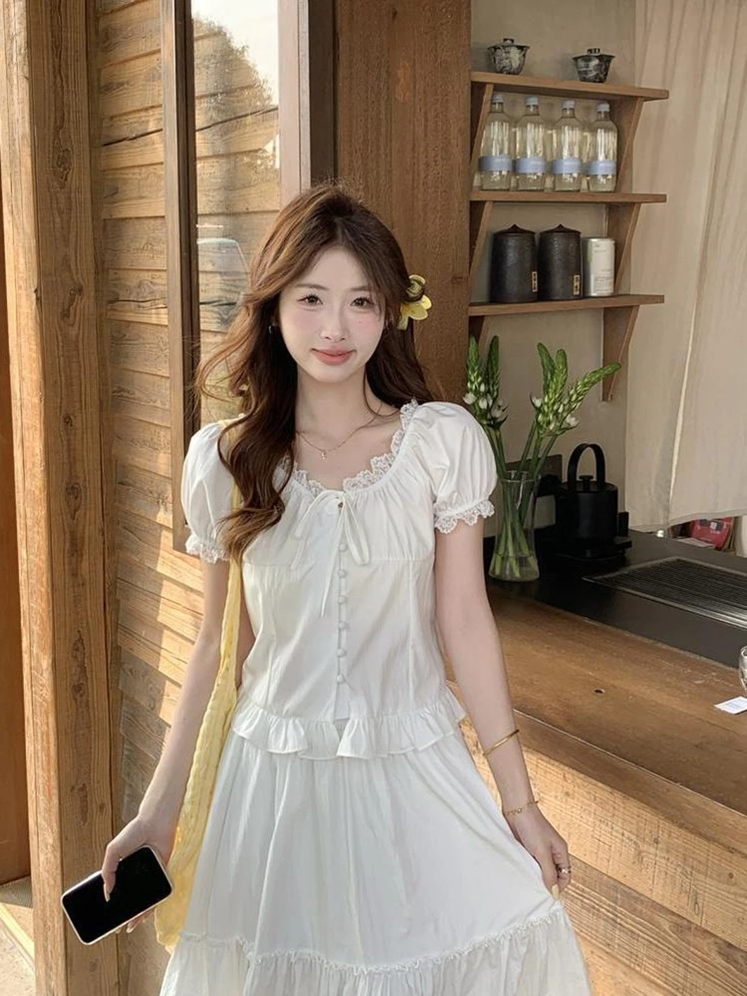 الحلو Sli ort Sve فقاعة Sve الدانتيل تقليم صالح المرأة irt العصرية شيك الخريف جديد وصول السيدات Faion الأعلى #4