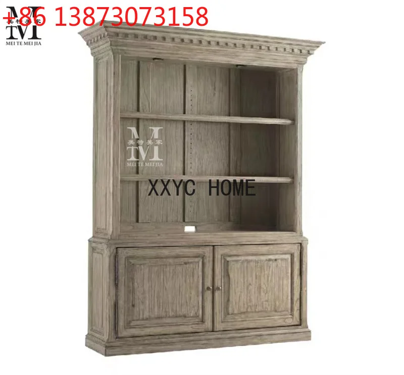 

Vintage Bookcase Country Antique Wall Double-Door Bookcases Classical Multi-Layer Double Display Cabinet