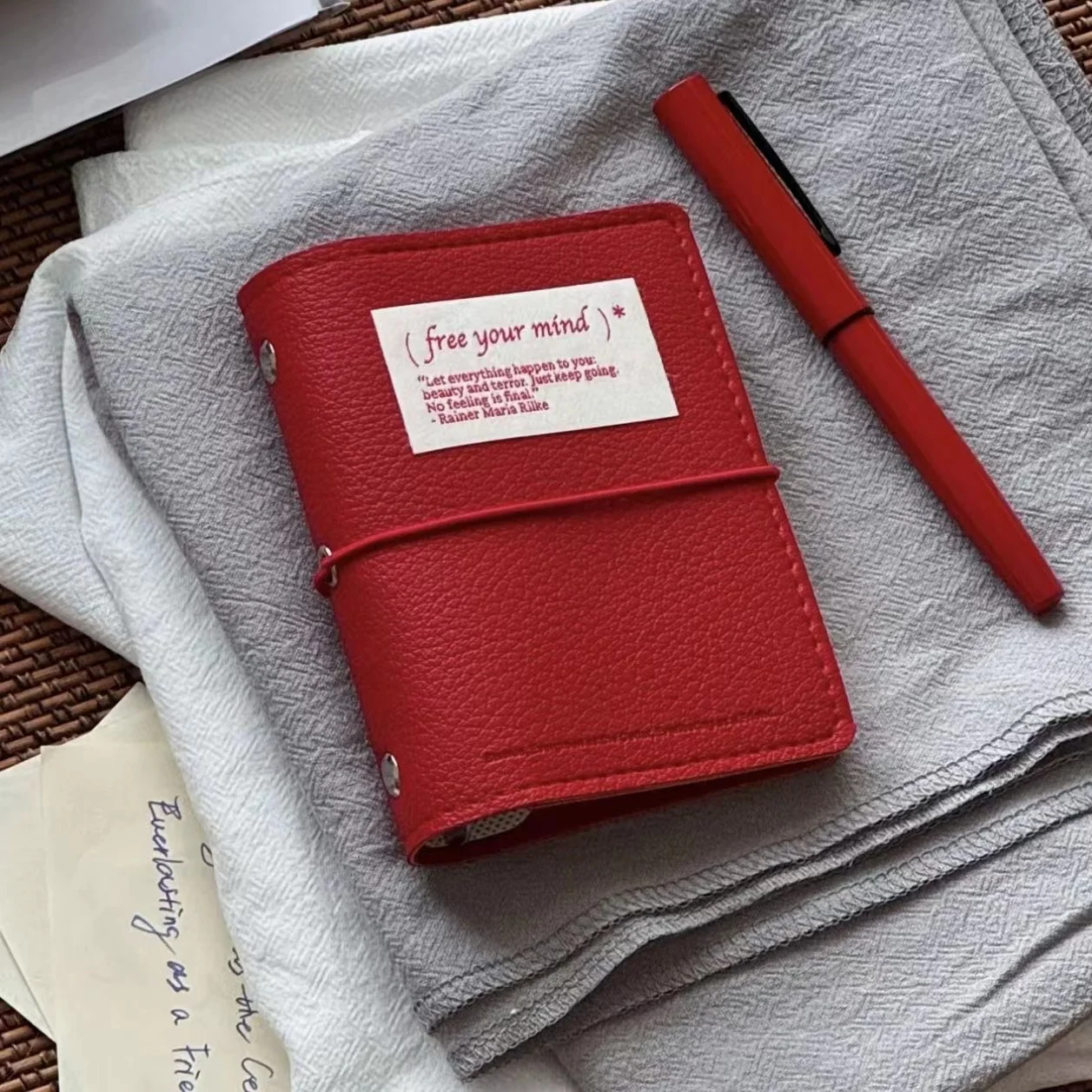 

M5 Leather Binder Soft Small Notebook Student Binder with Inner Page Sleeves Loose Leaf Photocard Storage Mini Scrapbook