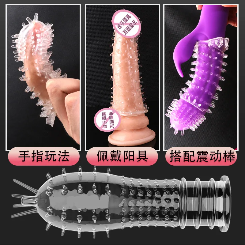 Reusable Condom for Men Penis Sleeve Extension Dick Enlargement Delay Ejaculation Spike Clit Massager Cover Crystal Condoms