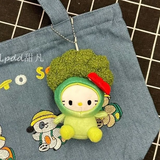 Sanrio Hello Kitty Kawaii Plush Bag Pendant Cute Plush Keychain Anime Cartoon Broccoli KT Doll Car Keyring Plush Toy Girl Gifts