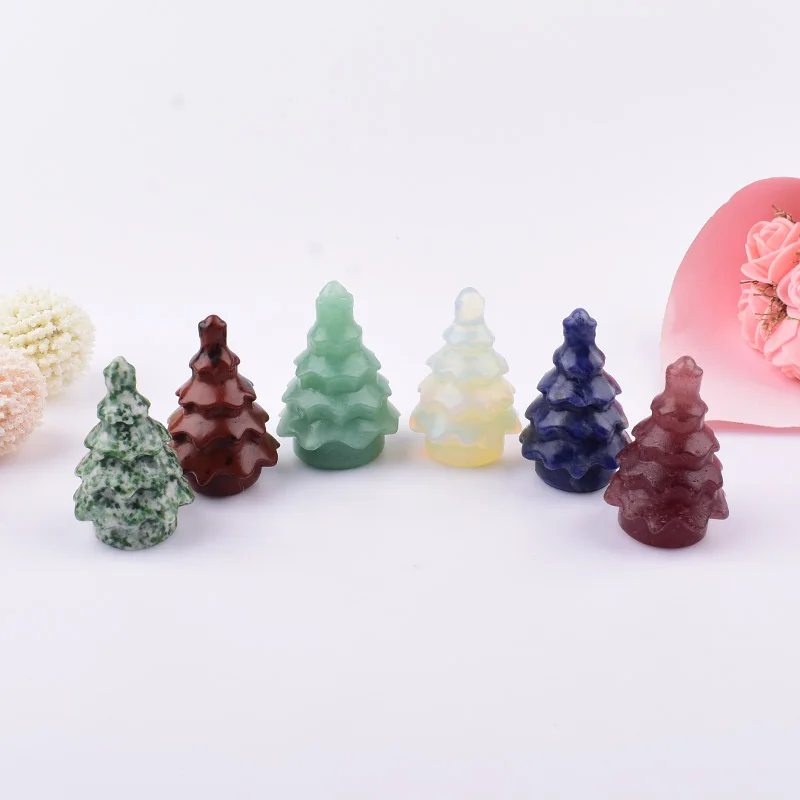 1 قطعة حجر الكريستال الطبيعي أشجار عيد الميلاد الديكور عينة معدنية الحرف الريكي شفاء DIY بها بنفسك هدية ديكور المنزل #2