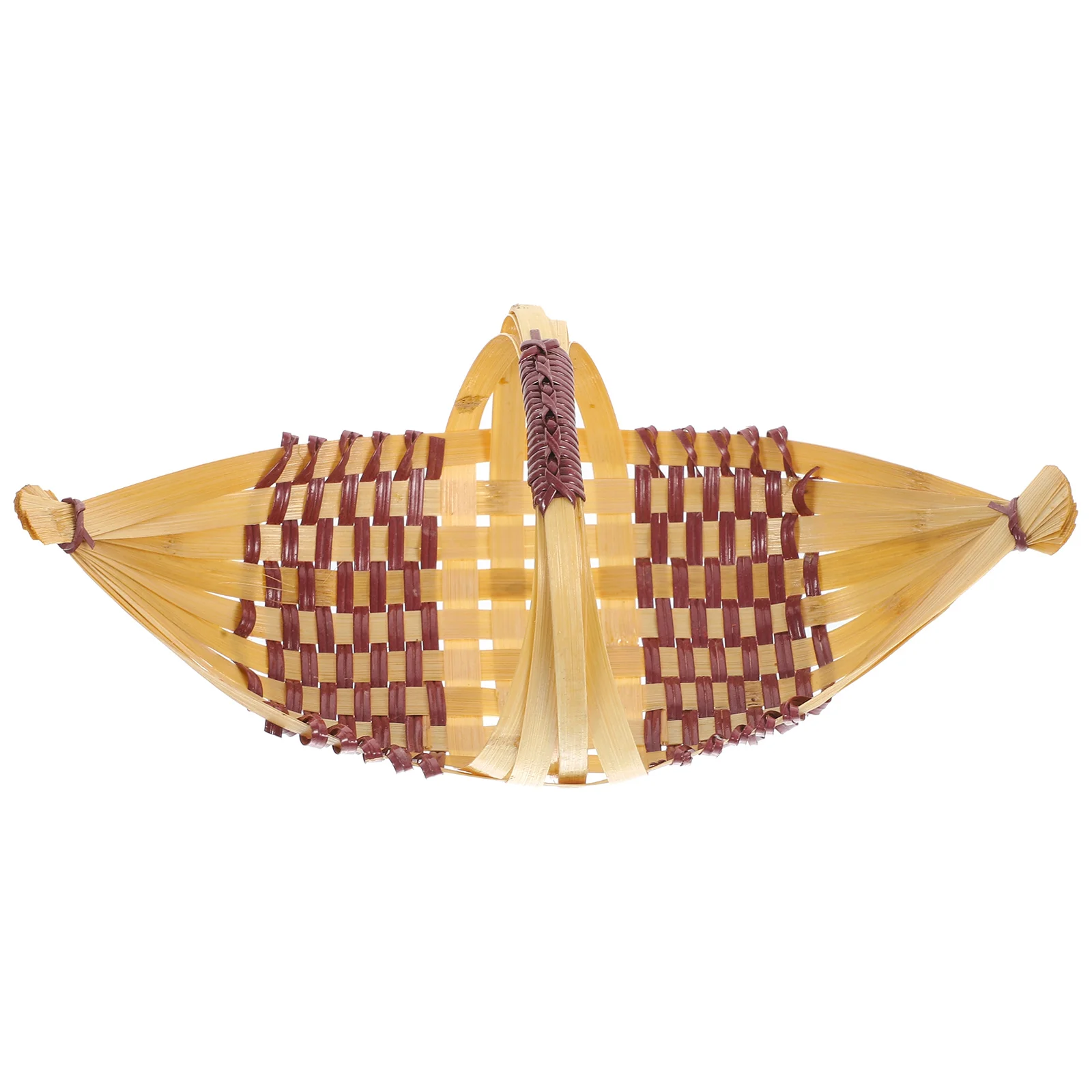 

Bamboo Boat Shaped Plate Food Storage Tray Sushi Dish Platter Practical Woven Trays Restaurant
